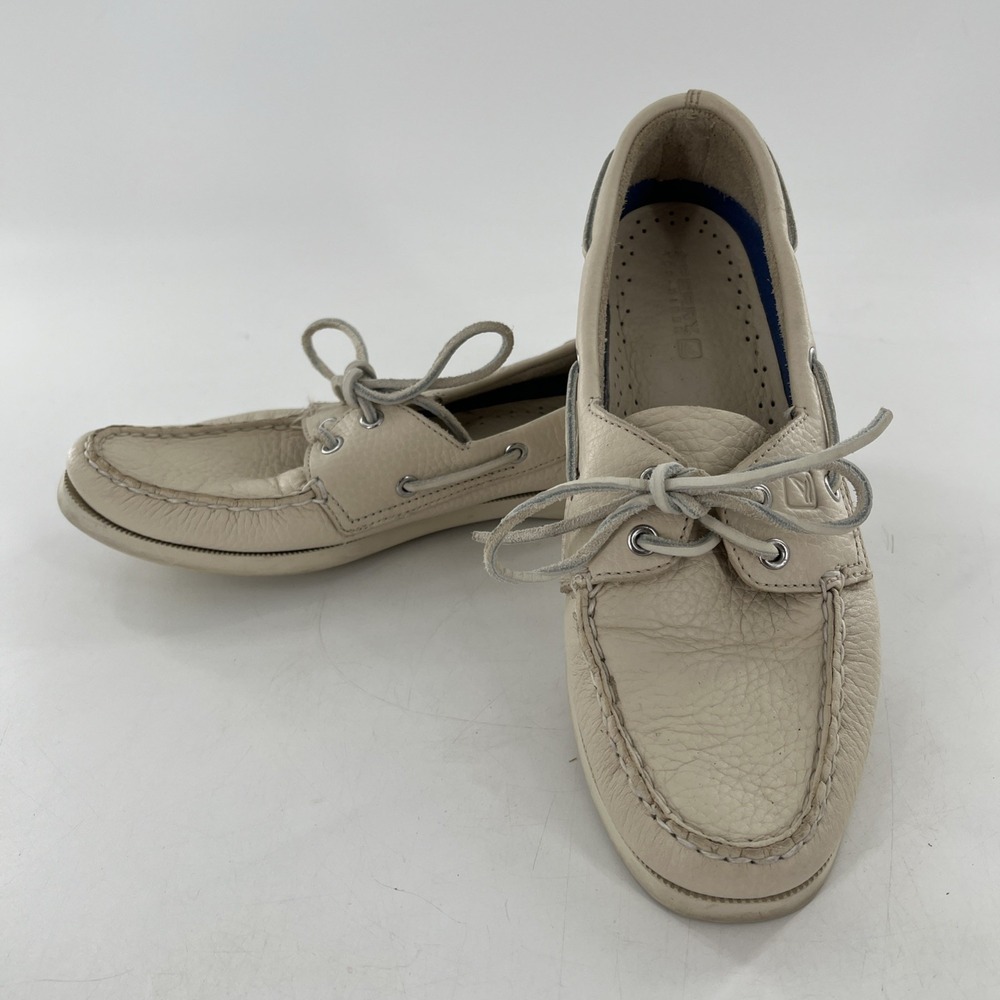 Authentic Original 2‎ Eye Boat Shoe Sperry Top-Sider White Leather Womens 9.5